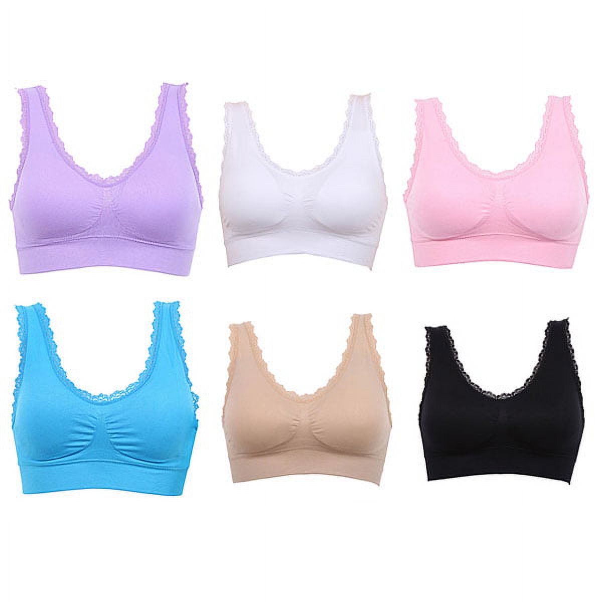 Women Sports Summer Bra Padded Bra Lace Crop Top Stretch Fitness Gym Yoga Outdoor Athletic Vest Black XL - image 2 of 11