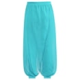 thumbnail image 4 of YiZYiF Kids Girls Chiffon Flowy Modern Dance Pants Belly Dancewear Arabic Princess Wide Leg Trousers Blue Green 12, 4 of 7