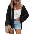 thumbnail image 3 of Womens Cardigan Sweater Stylish Hollow Out Knit Drop Shoulder Cardigan Solid Casual Casual Sweater, 3 of 7