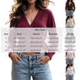 thumbnail image 3 of Admvng Women's Wrap V‑Neck Knit Sweater Long Sleeve Cropped Pullover Side Tie Knot Casual Fall Sweater, 3 of 9