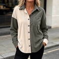 thumbnail image 4 of PFRNLFNo Boundaries Womens Corduroy Button Down Shirts Fall Loose Casual Long Sleeve Tops, 4 of 8