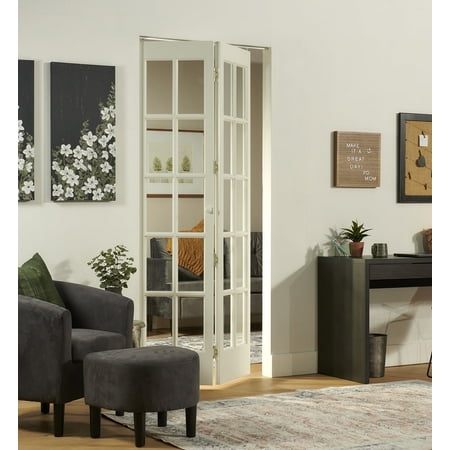 AWC Traditional Divided Glass Bifold Door fits 36"w x 80"h Unfinished Pine