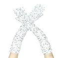 thumbnail image 3 of Migroa Women's Long Velvet Gloves, Sparkly Sequin Arm Sleeves for Wedding Prom Evening White Universal Fit, 3 of 5