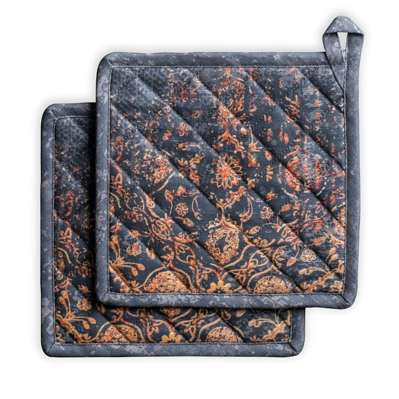 Maison d' Hermine Imperfection 100% Cotton Set of 2 Pot Holders with Loop Heat Resistant for BBQ Cooking Baking Grilling Microwave Barbecue (8 Inch by 8 Inch).