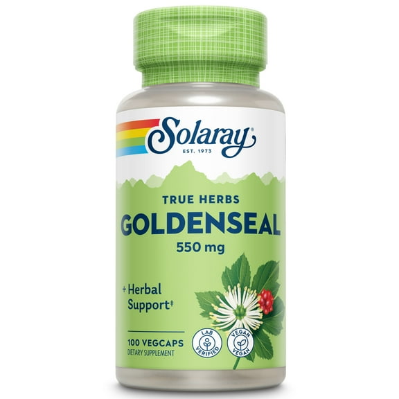 Solaray Goldenseal Root 550mg | Healthy Digestion, Immune Function & Respiratory Support | Whole Root | Non-GMO, Vegan & Lab Verified | 100 VegCaps
