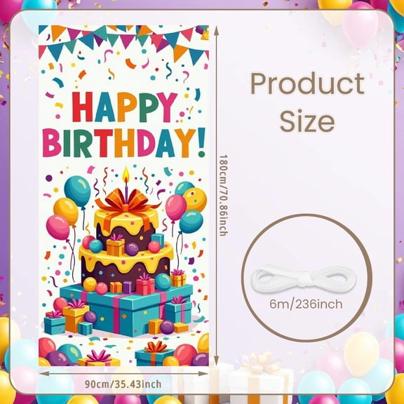 Colorful Banner Cake Theme Birthday Party Banner Balloon Decor Gift Elements Celebration Banner for Birthday Party Kids Party Indoor Celebration