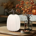 thumbnail image 4 of 9 Inch Large Artificial Fake Foam Pumpkins, Halloween Thanksgiving Decor Sturdy Realistic DIY Paintable, Home Shop Party Fall Wedding Table Decor, Festive Craft Gift Decorations, 4 of 5
