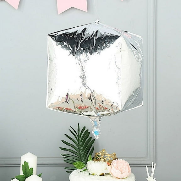 BalsaCircle 14" Silver 4D Cube Mylar Foil Plain Balloon Wedding Graduation Birthday