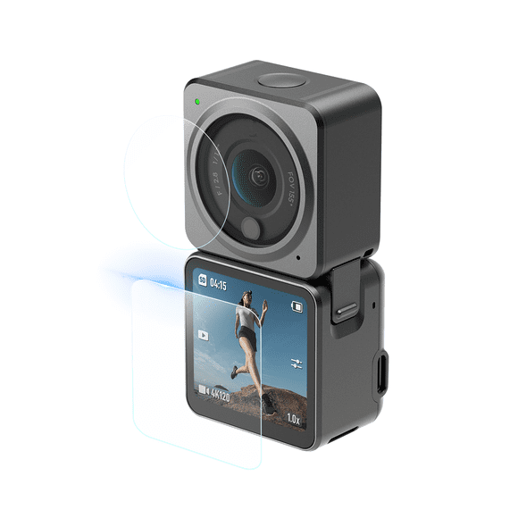 JIAHAOO Action Camera Protector Set for DJI Action 2 Tempered Glass Screen & Lens, Scratch-Resistant, Ideal for Sports