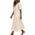 thumbnail image 7 of Iyufng Long Summer Puff Sleeves Dresses for Women V-Neck with Fitted Waist and Back Zipper, 7 of 7
