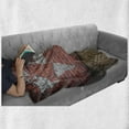 thumbnail image 5 of Wanderlust Soft Flannel Fleece Throw Blanket, Vintage Grunge Map Room Style Brick Rustic Geographic Interior Travel, Cozy Plush for Indoor and Outdoor Use, 50" x 70", Cinnamon Pale Grey, by Ambesonne, 5 of 5