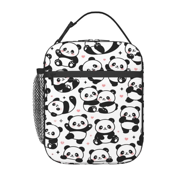 Cute Panda Lunch Bag Reusable Thermal Lunch Box with Handle for Women and Men