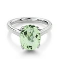 thumbnail image 2 of Gem Stone King 3.20 Ct Oval Green Prasiolite White Diamond 925 Sterling Silver Ring, 2 of 3