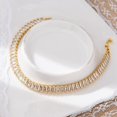thumbnail image 4 of Gold-Tone Brass Cubic Zirconia Link Chain Smooth Tennis Bracelet Clear T166, 4 of 5