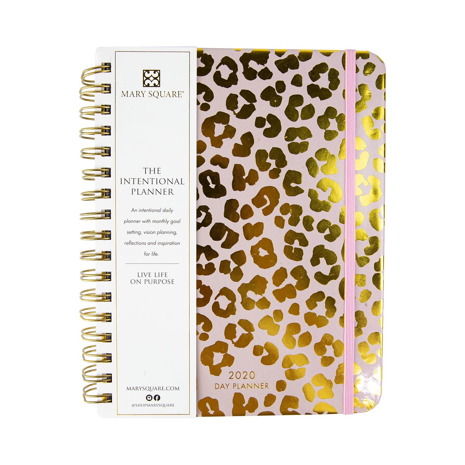Mary Square 12 Month 2020 Agenda 7 x 9 Yearly Planner Pink Gold Leopard ...