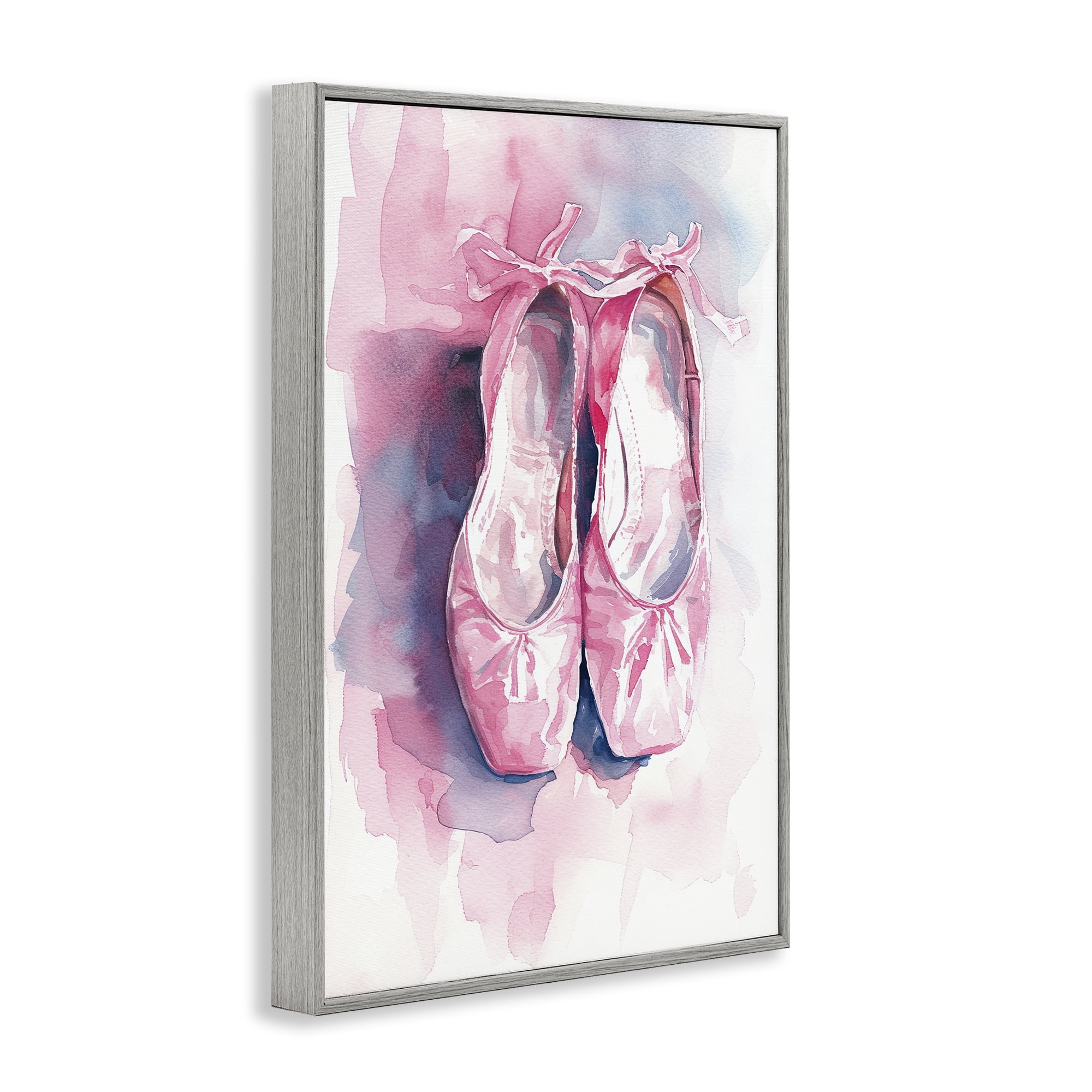 Stupell Industries Blush Ballet Slippers Gray Framed Giclee Art, design by Ray Powers