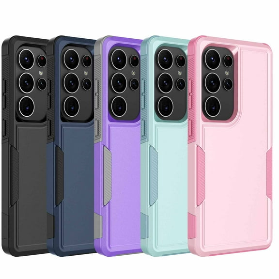 For Samsung Galaxy S25 Ultra 5G Case,Sturdy Durable Cover Cute Bumper Case for Galaxy S25 Ultra 5G,Njjex Military Grade Protection Dual Layer Shockproof Heavy Duty Rugged Phone Case - Pink