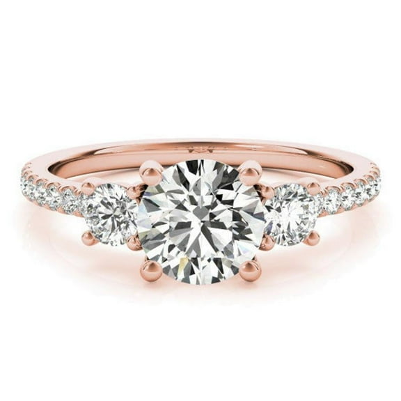2.80 Ct Brilliant Round Cut Diamond Bridal Rings For Her Solid 14K Rose Gold