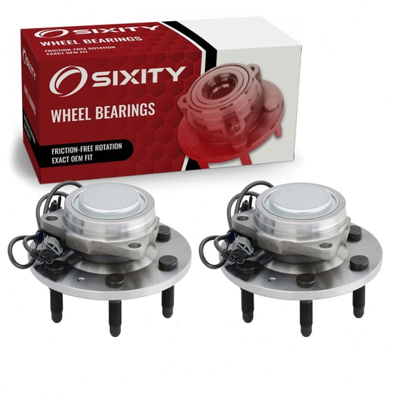 2 pc Sixity Front Wheel Bearing Hub Assembly compatible with GMC Sierra 1500 4.3L 4.8L 5.3L 6.0L 6.2L V6 V8 2007-2013