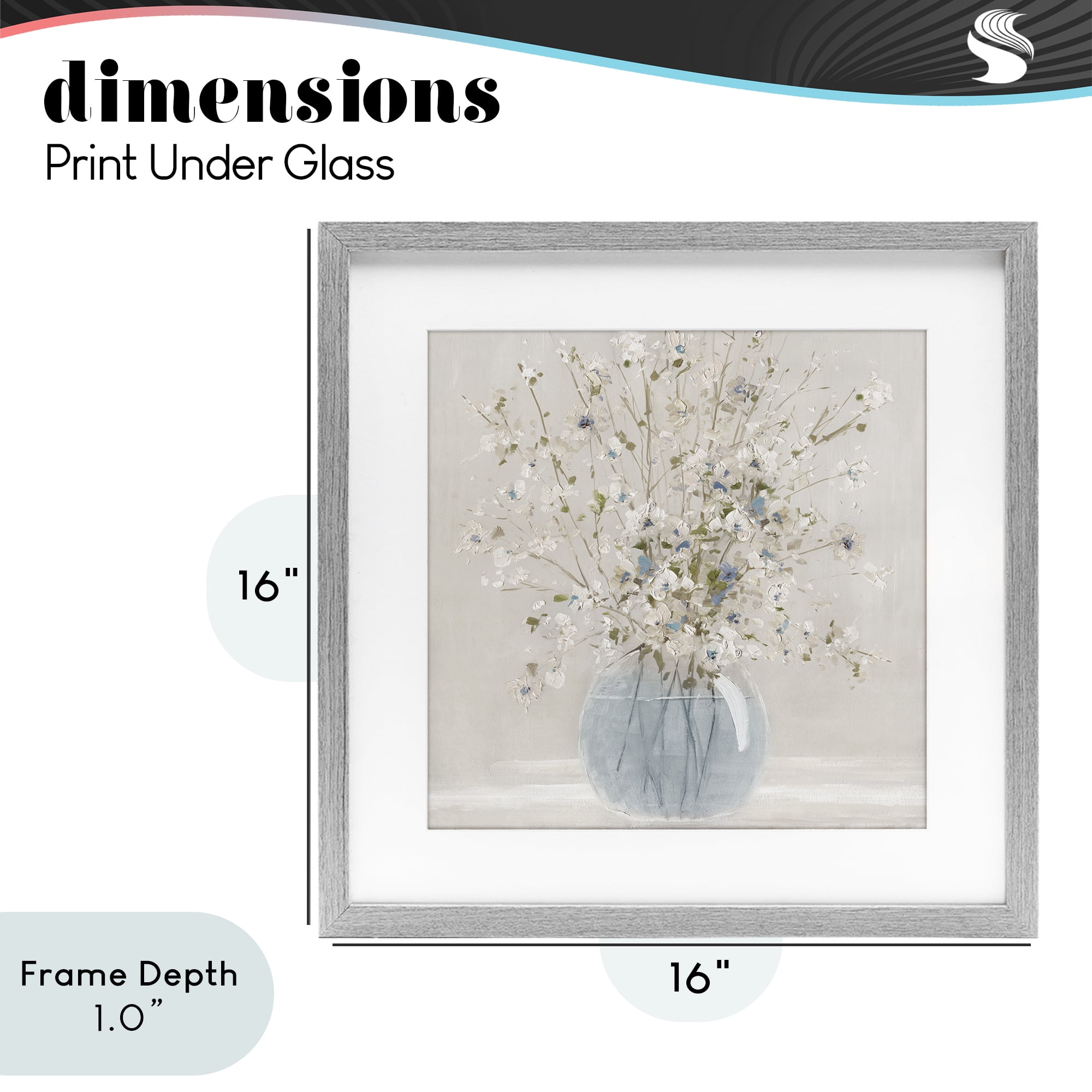 Stupell Industries Subtle Glass Vase Bouquet Gray Framed Print Under Glass, design by Carol Robinson