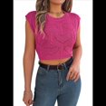 thumbnail image 2 of Tops Cortos de Verano para Mujer, Camisetas Holgadas con Recortes para Salir Al Gimnasio, Camisetas de Punto 2025, Estilo Y2K Rosa Roja S, 2 of 10