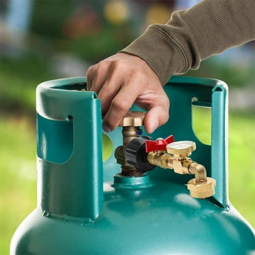 Propane Refill Adapter with Gauge - 1 LB Tank Elbow Adapter and Protective Caps, Propane Refill Adapter For 1 Lb Tank Propane Refill Elbow Adapter