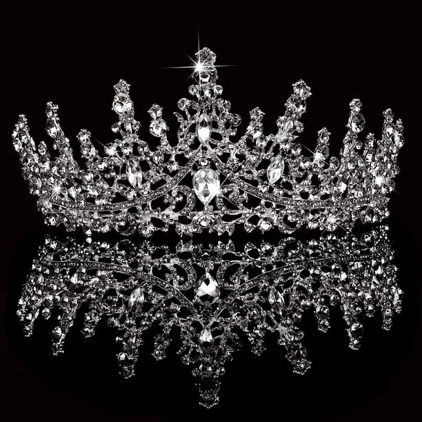 Tiara De Cristal Y Corona Plateada Para Mujer – Princesa, Novia, 15 Años, Proms Y Fiesta De Cumpleaños