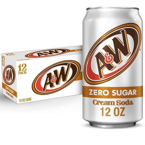 A&W Cream Soda Zero Sugar, 12 fl oz cans, 12 pack