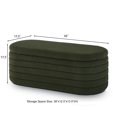 thumbnail image 3 of GZXS Lift Top Storage Bench, Modern Teddy Fabric Upholstered Oval Bench, for Entryway/Living Room/Bedroom, 43"L x 17.5"W x 17.5"H, Dark Green, 3 of 7