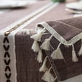 thumbnail image 7 of Enova Home High Quality Tablecloth with Tassels, Thick Rectangle Cotton and Linen Table Cover for Dining Table Decoration (Purple White ) - 54" x 78", 7 of 7