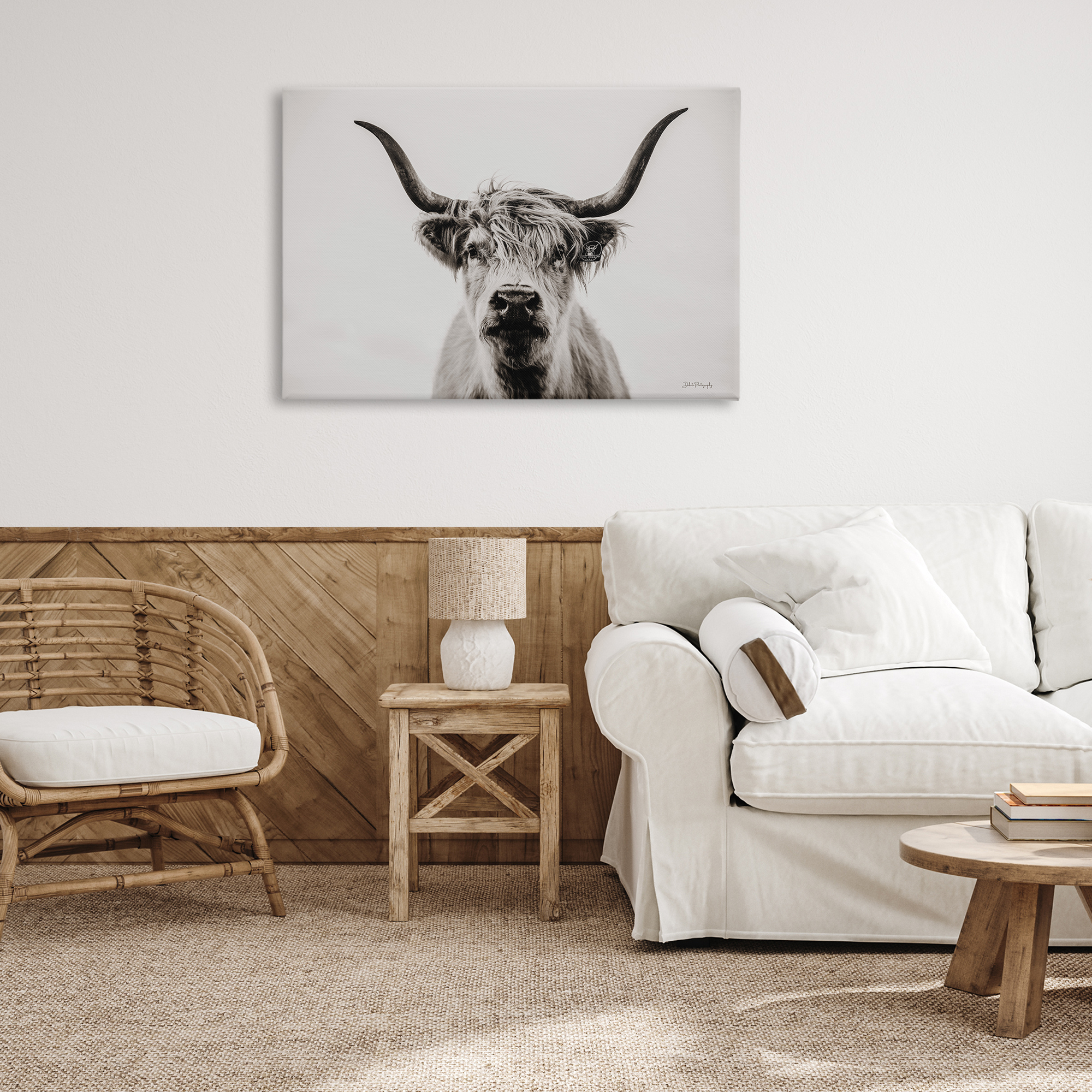 Stupell Industries Calm Cattle Portrait Animals & Insects Photography Gallery Wrapped Canvas Art Print Wall Art, 36 x 24