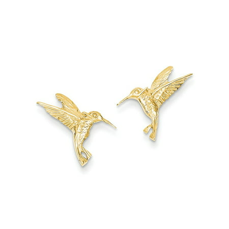 14kt Yellow Gold Hummingbird Post Stud Ball Button Earrings Animal Bird Fine Jewelry Ideal Gifts For Women Gift Set From
