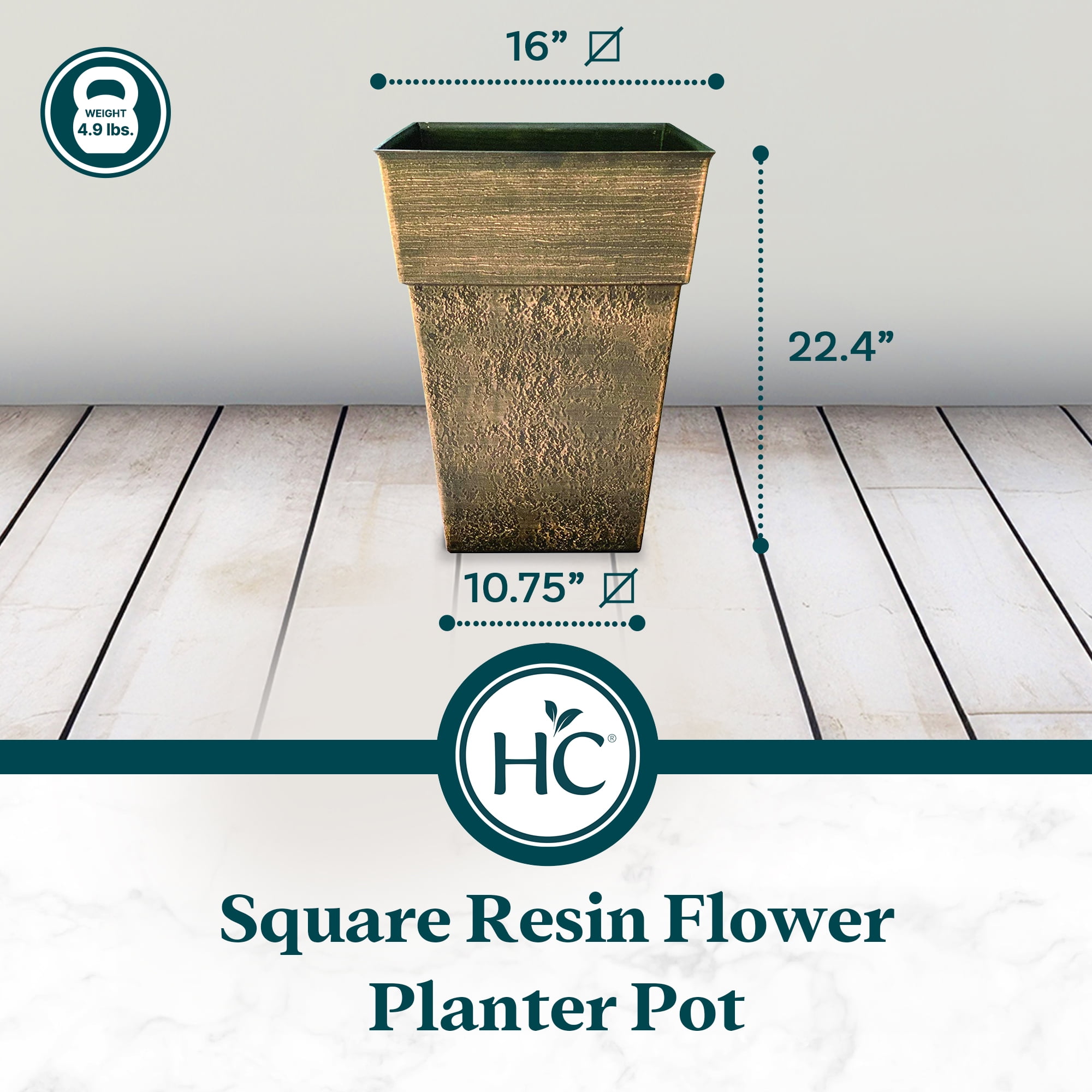 The HC Companies Avino 16 Inch Square Planter Pot (4 Pack)
