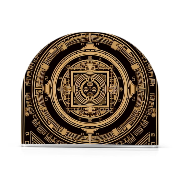 Traditonal and Mandala Pattern Brown Napkin Holder for Table Clear Napkin Stand Paper Holder Acrylic Organizer Dispenser Napkins for Dinner Kitchen Restaurant Room