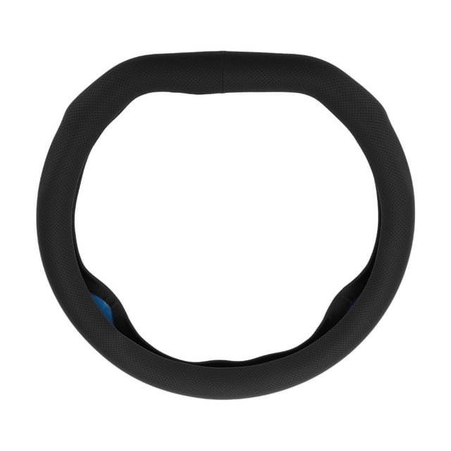 Funda de volante única para automóvil, vehículo, duradera, forma D, de cuero, 1 pieza, negra