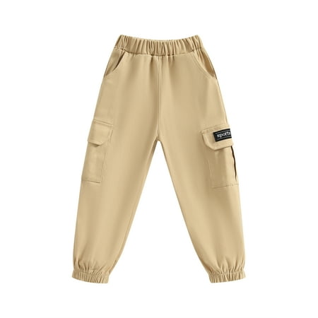 

Toddler Boys Girls Cargo Pants Kids Casual Elastic Waist Joggers Sweatpants