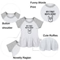 thumbnail image 2 of Pack of 2, My First Rock Shirt & Born to Rock just like my daddy Funny Dresses For Baby, Newborn Babies Skirts, Infant Princess Dress, Toddler Frocks (Gray Raglan Dresses, 6-12 Months), 2 of 5