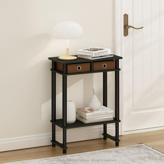 Furinno Turn-N-Tube Tall-Wide Hallway Console Table with Bin, Espresso/Brown
