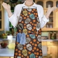 thumbnail image 6 of Brown Skull Marigold Pattern Apron-Garden Aprons for Women with Pockets-Cotton Linen Waterproof Kitchen Cooking Gardening Aprons Adjustable for Kitchen,Cooking,BBQ and Salon 33x27 Inch, 6 of 7