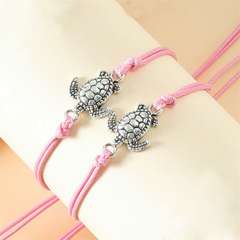 Cute Bracelets 2PCS Turtle Bracelet Back To School Gift Bracelet Plus Card Back To School Gifts Bracelet Set For 2 First Day Of School Bracelet Mommy And Me Bracelets For Mother