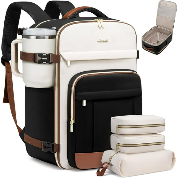 LOVEVOOK 40L Travel Backpack for Women & Men - 17.3 Inch Carry On Backpack & Personal Item Backpack for Airlines, Spacious and Durable Design, with 3 Packing Cubes
