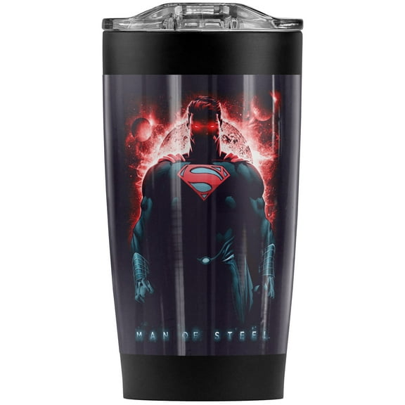 Superman Man Of Steel Red Son Of Krpton Stainless Steel Tumbler 20 oz Coffee Travel Mug/Cup, Vacuum Insulated & Double Wall with Leakproof Sliding Lid | Great for Hot Drinks and Cold Beverages