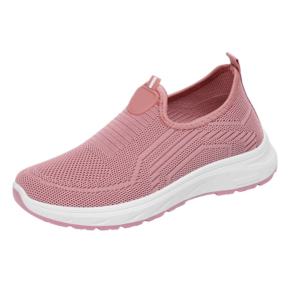 IEMIEMIEM Orthopedic Shoes for Women Arch Support Slip on Non Slip Tennis Shoes Breathable Mesh Stretch Hiking Shoes Soft 2026 Foam Shoes Pink 7 Wide