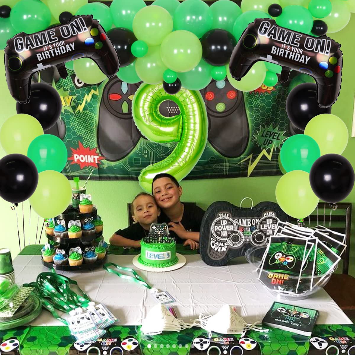 Video Game 9th Birthday Party Decoration for Boys Game on Gaming Theme  Party Supplies Game Controller Level Up 9 Balloon Happy Birthday Banner  Cake