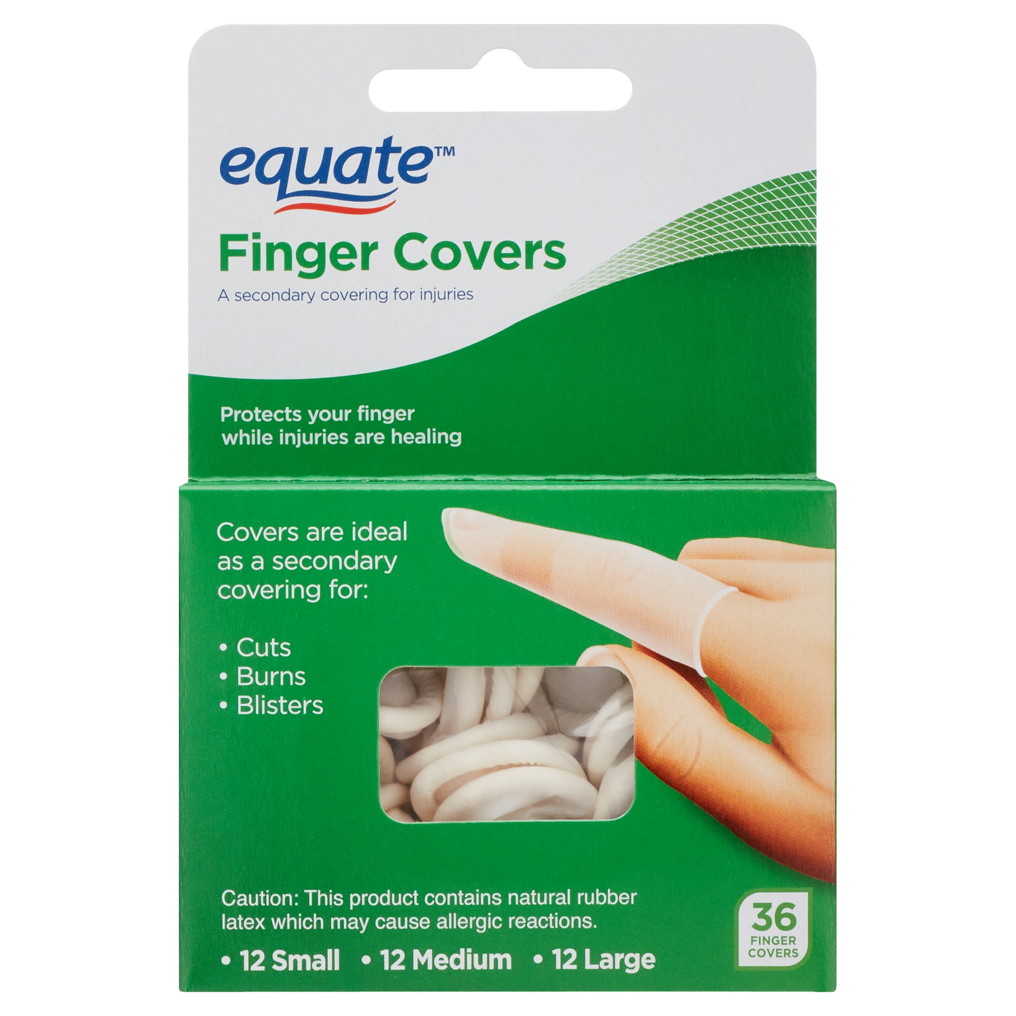 Equate Latex Finger Covers, 36 Count, 12 Small, 12 Medium, 12 Large
