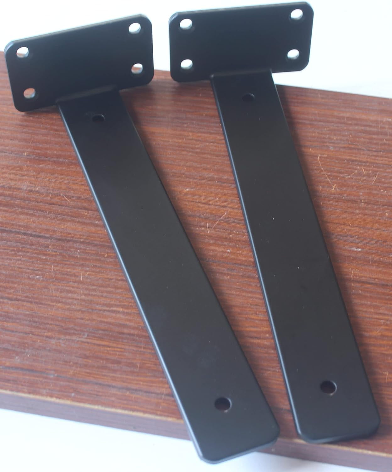 10 Pack - 6 inch Black Hidden L Shelf Bracket (1/5 Inch Thicked) Iron Floating Shelf Brackets Rustic Industrial Metal Brackets for Shelf Support