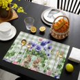 thumbnail image 3 of Spring Easter Placemats Set of 12, Purple Floral Summer Botanical Green Plaid Placemats for Dining Table, Place Mats for Kitchen Tabletop, Waterproof Wipeable Dining Table Mats Set, 3 of 9