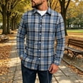 thumbnail image 3 of Juesizh Flannel Plaid Shirt for Men Button Down Lapel Jacket Fashion Casual Long Sleeve Fall Winter Shirts, S-2XL, 3 of 8