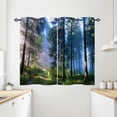 thumbnail image 1 of Forest Kitchen Curtains - Nature Landscape Theme Mystical Woodland Trees Sunrise Paths Scenery Scene Print Pattern Grommet Waterproof Window Drapes for Bathroom Bedroom 2 Panels 27.5 x 39 Inch, 1 of 6