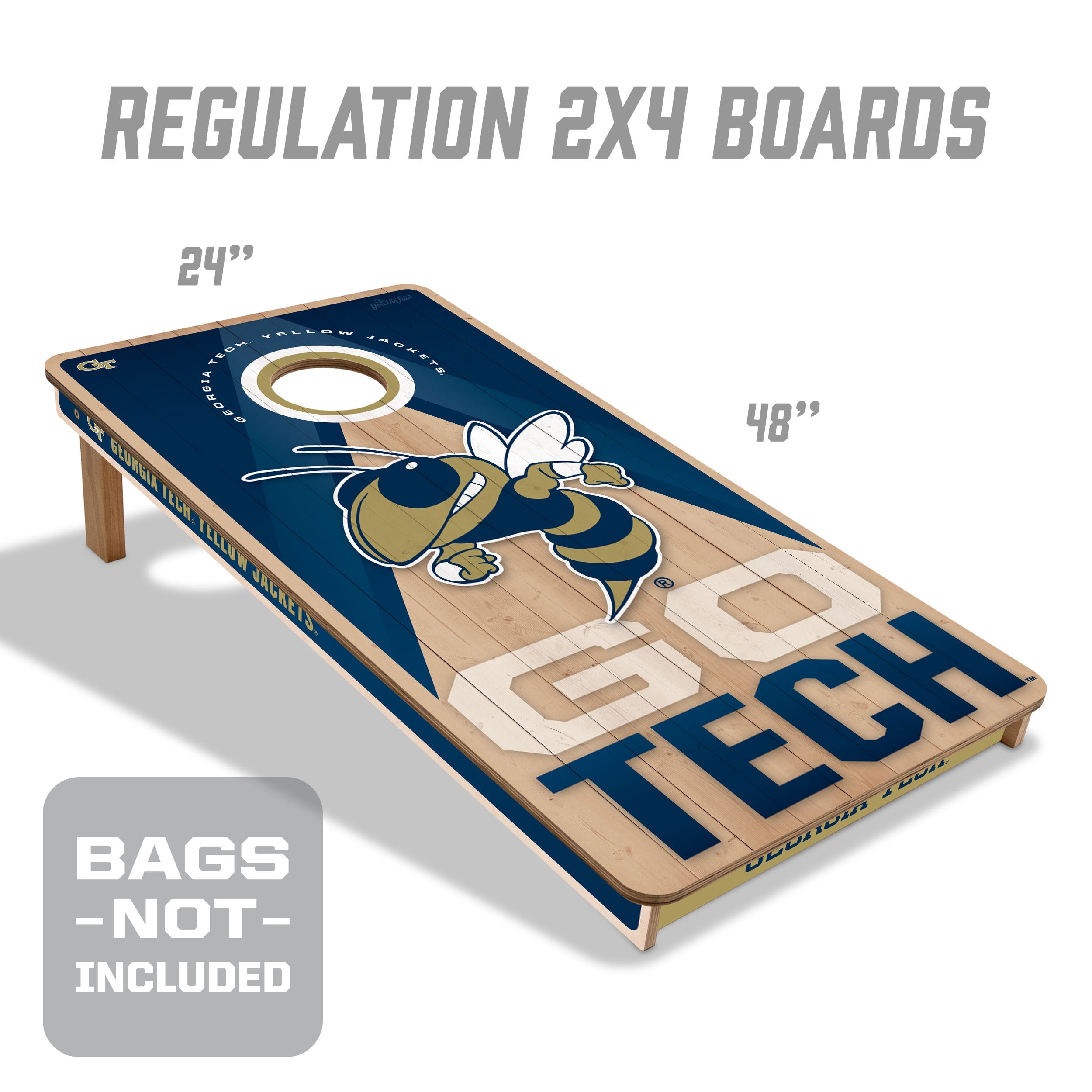 YouTheFan NCAA GT Yellow Jackets 2X4 Slogan Series Cornhole NO BAGS